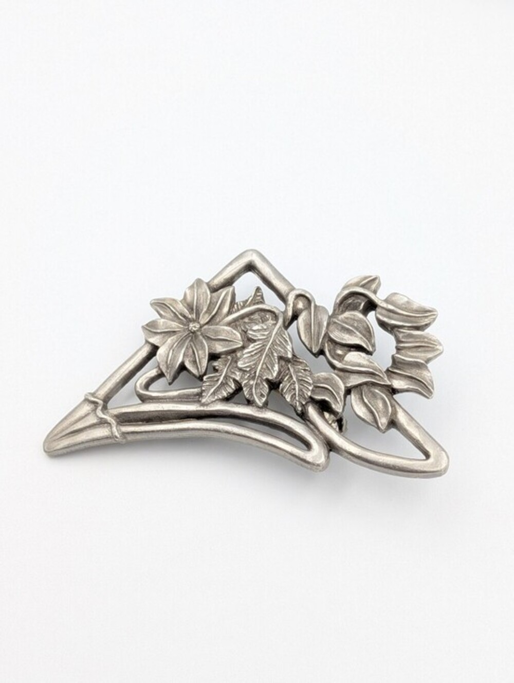 Vintage Seagull pewter Canada large modernist nature floral brooch pin